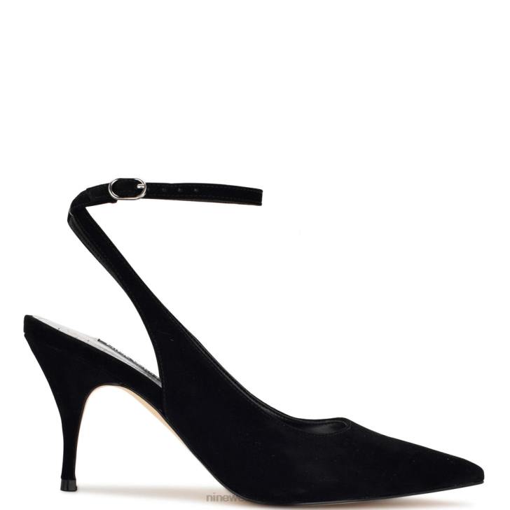 Nine West RR2J1163Boca-Pumps mit Knöchelriemen schwarzes Wildleder