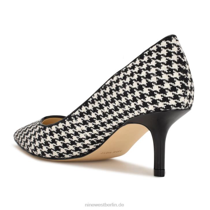 Nine West RR2J1168Arlene-Pumps mit spitzer Zehenpartie schwarz/weißer Hahnentritt