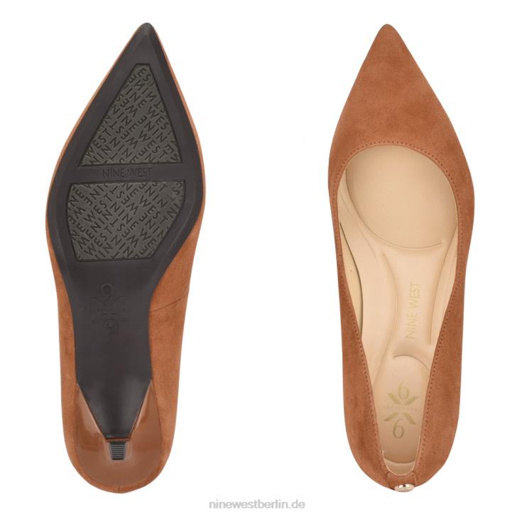 Nine West RR2J1174Kuna 9x9 spitze Zehenpumps cognacfarbenes Wildleder