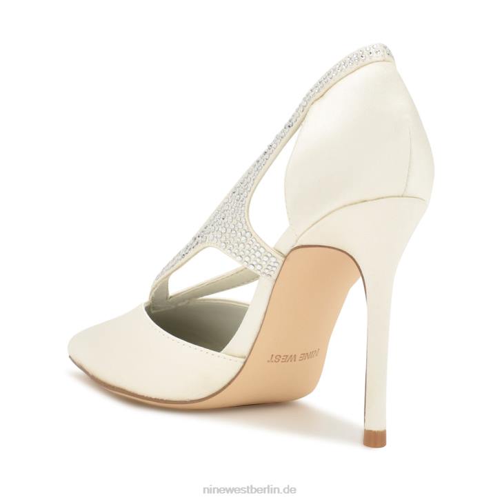Nine West RR2J1275Fantasie-Pumps mit spitzer Zehenpartie Elfenbeinfarbener Satinkristall