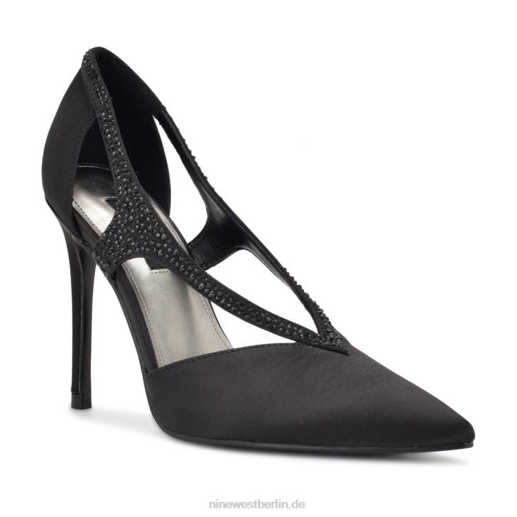 Nine West RR2J1277Fantasie-Pumps mit spitzer Zehenpartie schwarzer satinierter Kristall