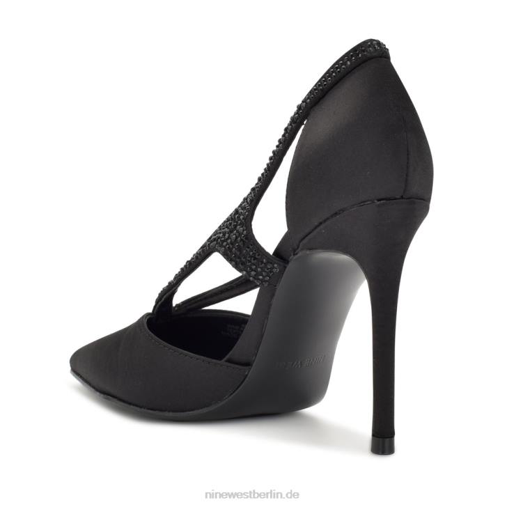 Nine West RR2J1277Fantasie-Pumps mit spitzer Zehenpartie schwarzer satinierter Kristall