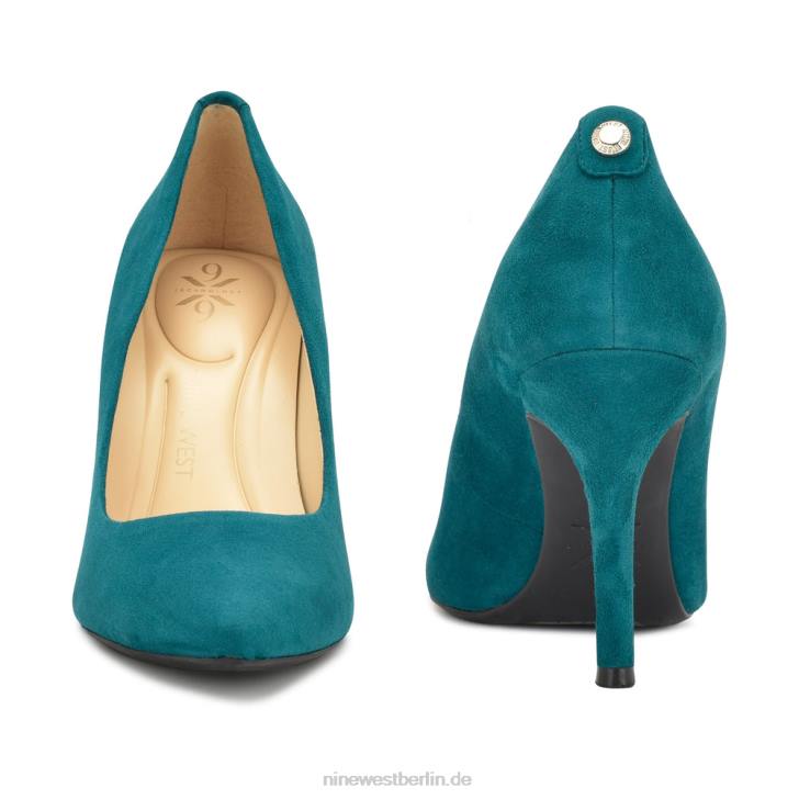 Nine West RR2J1280Fünfte 9x9-Pumps mit spitzer Zehenpartie blaugrünes Wildleder