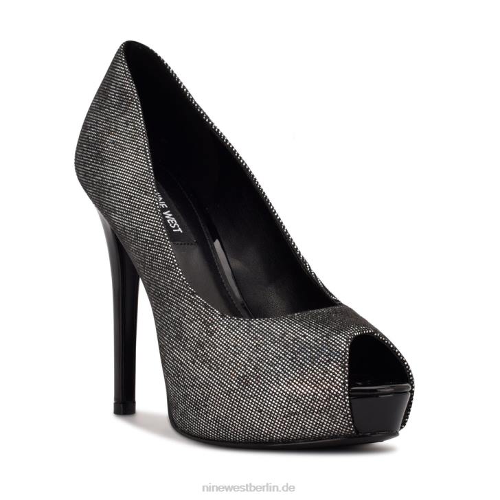Nine West RR2J1286hethr Plateau-Peep-Toe-Pumps silber/schwarz holografisch