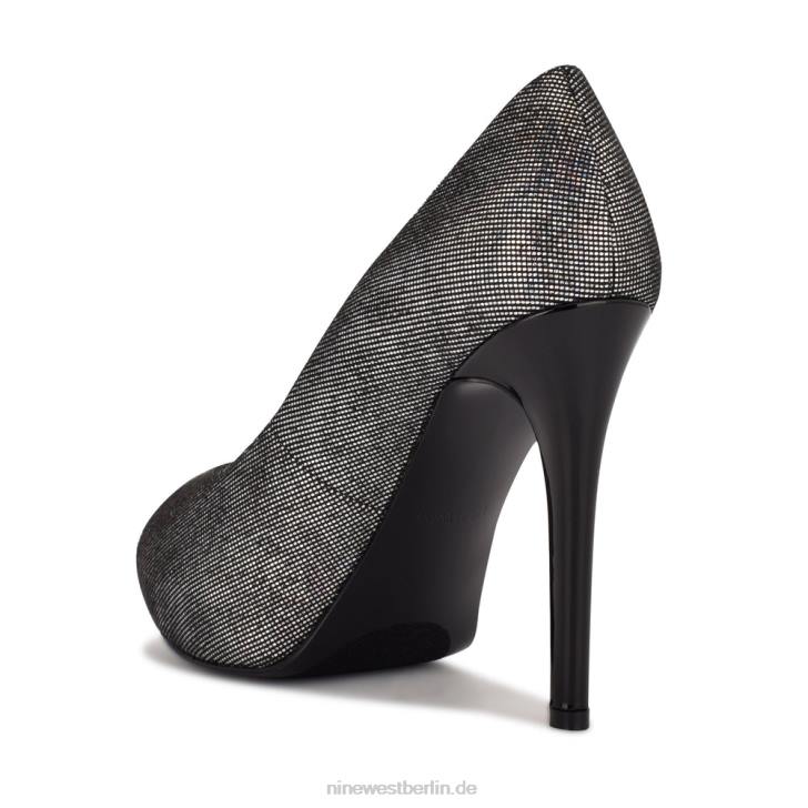 Nine West RR2J1286hethr Plateau-Peep-Toe-Pumps silber/schwarz holografisch