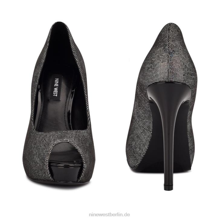 Nine West RR2J1286hethr Plateau-Peep-Toe-Pumps silber/schwarz holografisch