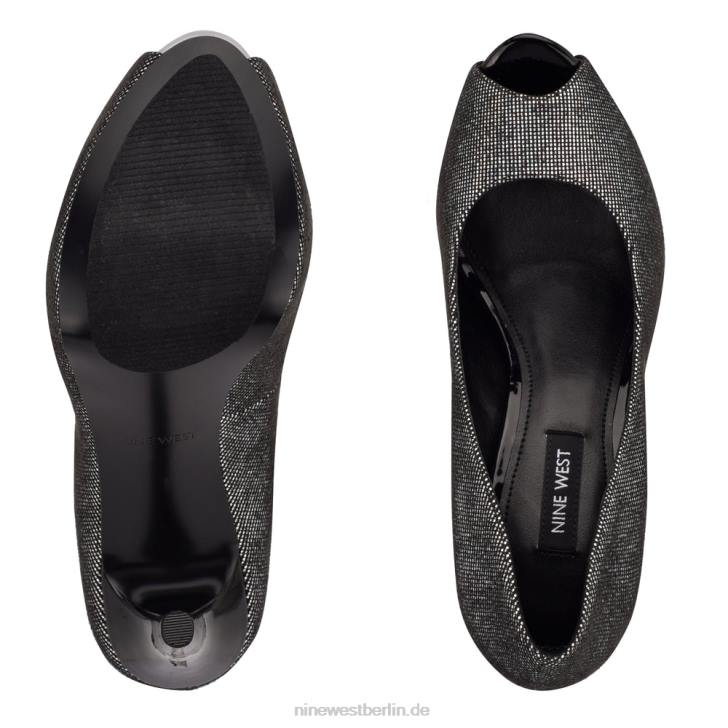 Nine West RR2J1286hethr Plateau-Peep-Toe-Pumps silber/schwarz holografisch