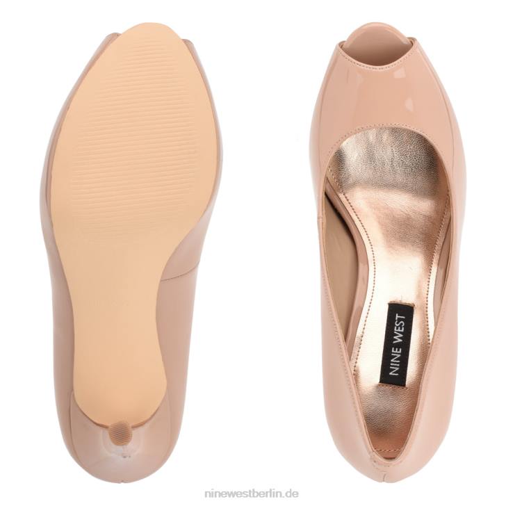 Nine West RR2J1289hethr Plateau-Peep-Toe-Pumps kaum nacktes Patent