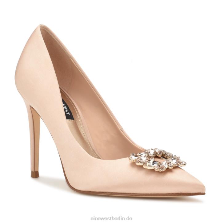 Nine West RR2J1290Fana-Pumps mit spitzer Zehenpartie Nude-Satin-Kristall
