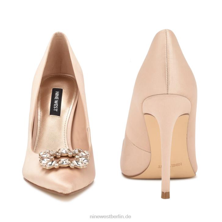 Nine West RR2J1290Fana-Pumps mit spitzer Zehenpartie Nude-Satin-Kristall
