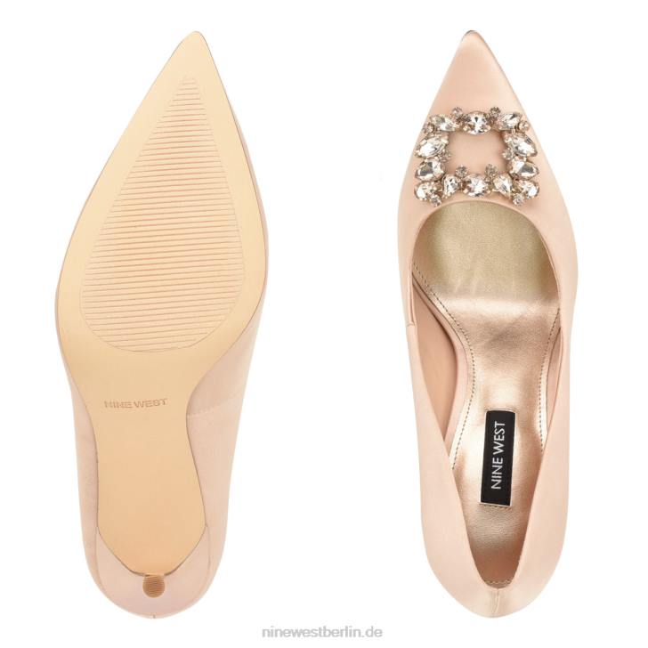 Nine West RR2J1290Fana-Pumps mit spitzer Zehenpartie Nude-Satin-Kristall