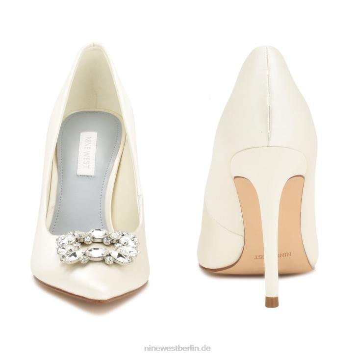 Nine West RR2J1291Fana-Pumps mit spitzer Zehenpartie Elfenbeinfarbener Satinkristall
