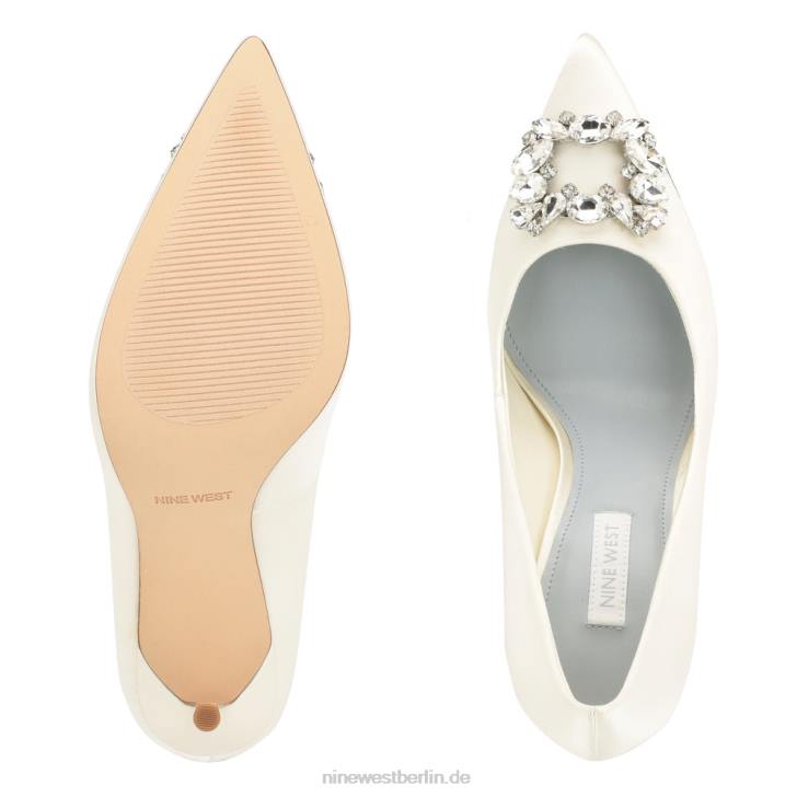 Nine West RR2J1291Fana-Pumps mit spitzer Zehenpartie Elfenbeinfarbener Satinkristall