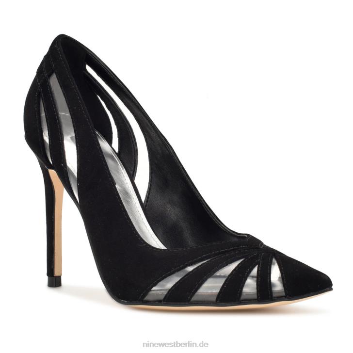 Nine West RR2J1300Lieblings-Pumps mit spitzer Zehenpartie schwarzes/klares Wildleder