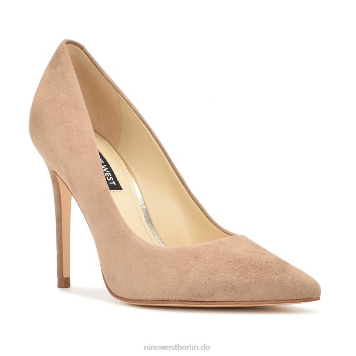 Nine West RR2J1320Frische Pumps mit spitzer Zehenpartie Taupefarbenes Wildleder