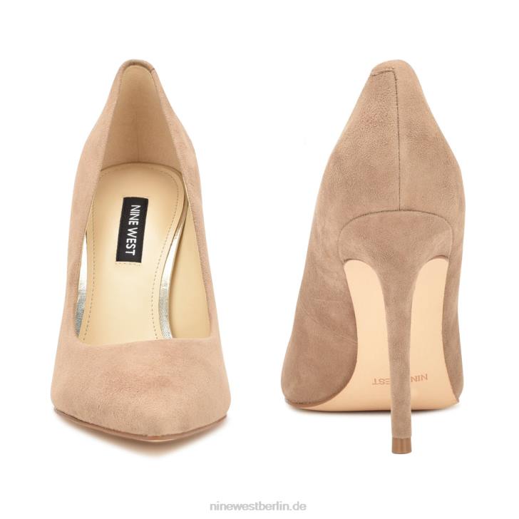 Nine West RR2J1320Frische Pumps mit spitzer Zehenpartie Taupefarbenes Wildleder