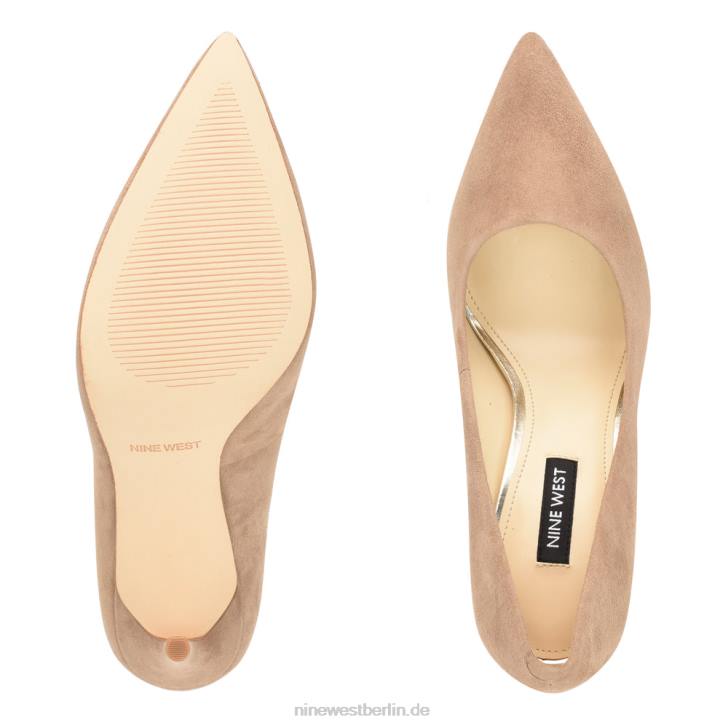 Nine West RR2J1320Frische Pumps mit spitzer Zehenpartie Taupefarbenes Wildleder