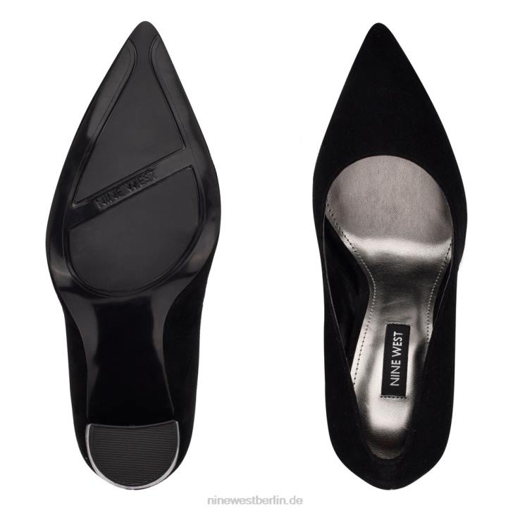 Nine West RR2J1354Power-Dress-Pumps Schwarzes Wildleder/geprägtes Krokoleder