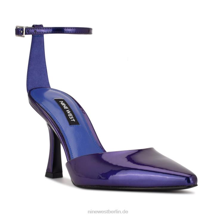 Nine West RR2J1211Formschöne, spitze Pumps mit Knöchelriemen Lila Perlmutt-Metallic