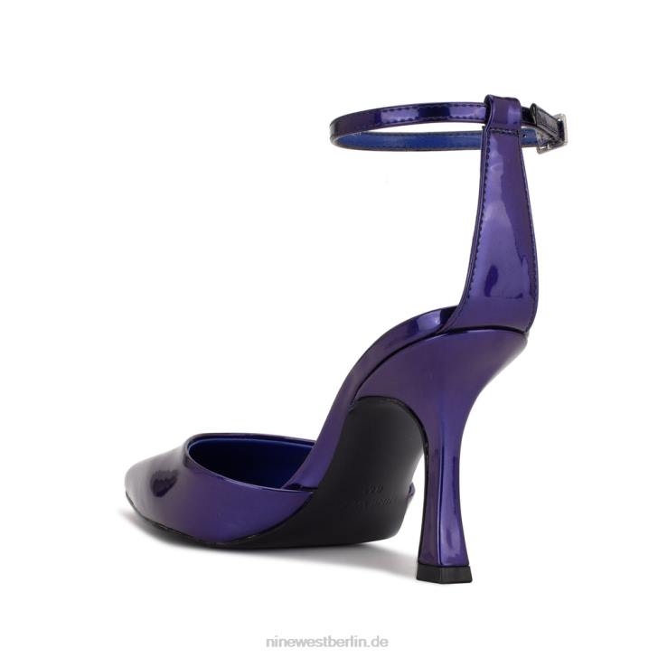 Nine West RR2J1211Formschöne, spitze Pumps mit Knöchelriemen Lila Perlmutt-Metallic