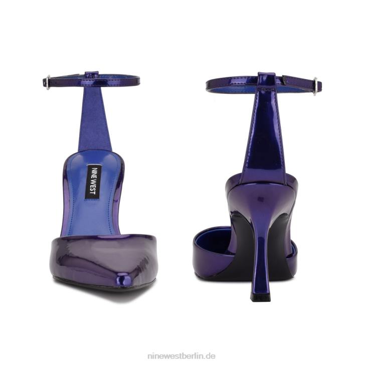 Nine West RR2J1211Formschöne, spitze Pumps mit Knöchelriemen Lila Perlmutt-Metallic