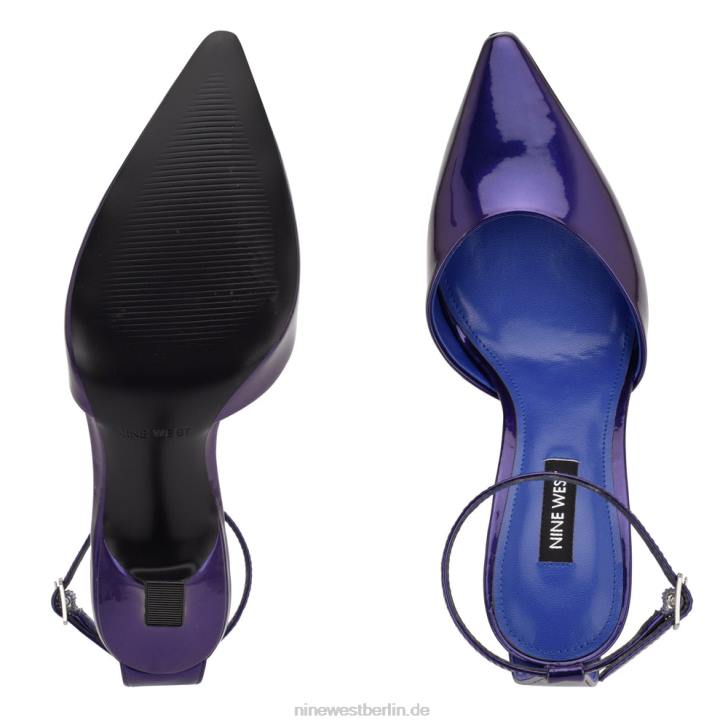 Nine West RR2J1211Formschöne, spitze Pumps mit Knöchelriemen Lila Perlmutt-Metallic