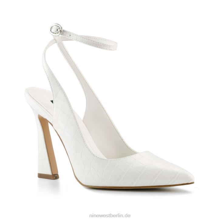 Nine West RR2J1110Tabita-Pumps mit Knöchelriemen Knochengeprägtes Krokoleder