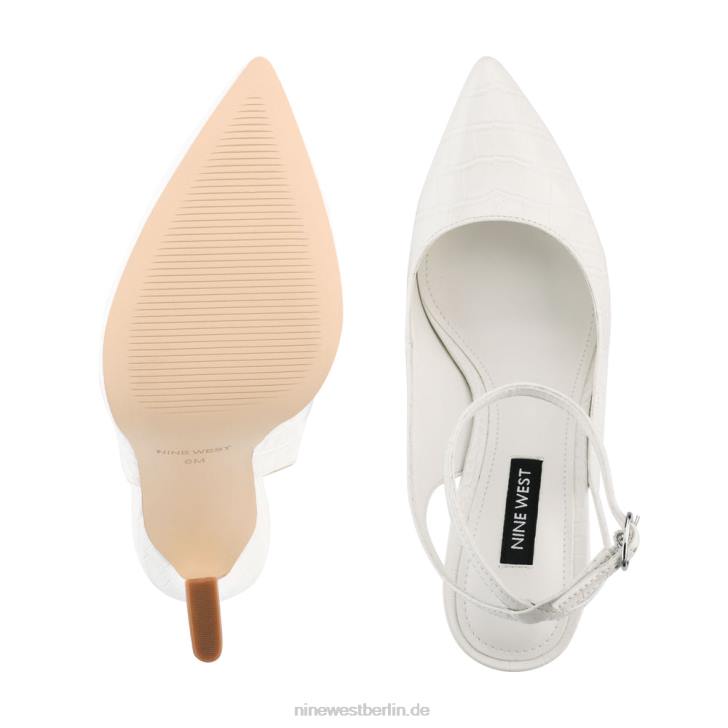 Nine West RR2J1110Tabita-Pumps mit Knöchelriemen Knochengeprägtes Krokoleder