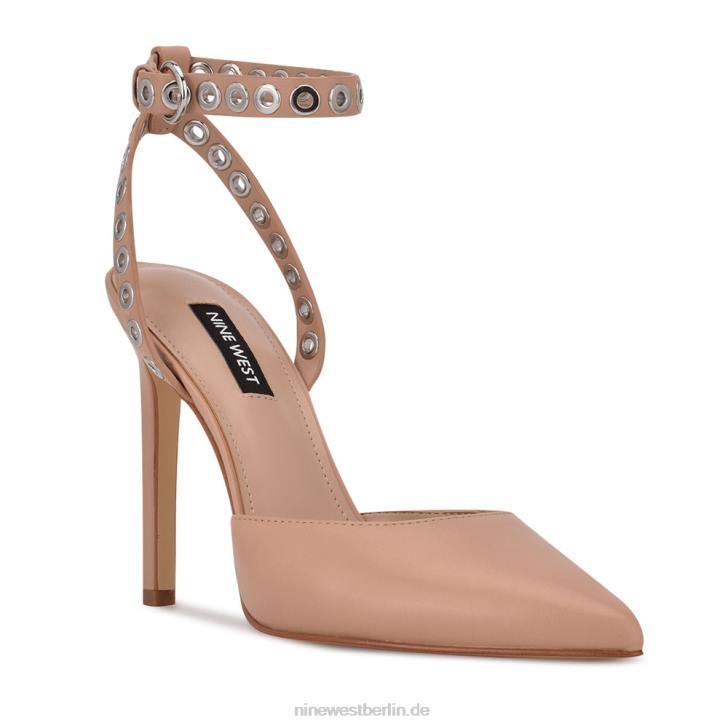 Nine West RR2J1431Timia-Pumps mit Knöchelriemen kaum nacktes Leder