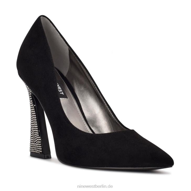 Nine West RR2J1478Trendz-Pumps mit spitzer Zehenpartie schwarzes Wildleder/Strass