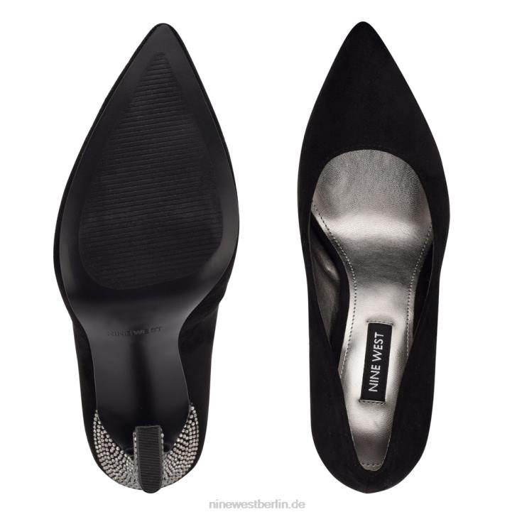Nine West RR2J1478Trendz-Pumps mit spitzer Zehenpartie schwarzes Wildleder/Strass