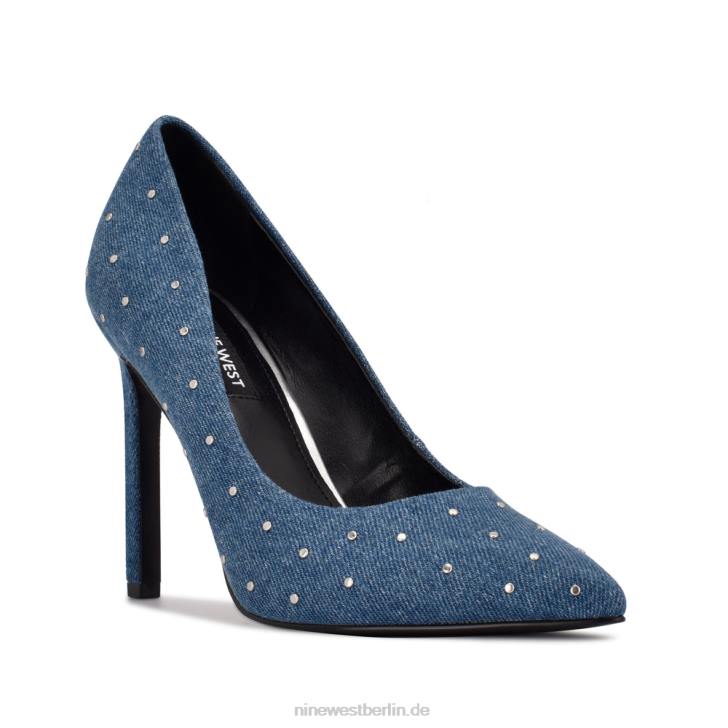 Nine West RR2J1524Tatiana Nietenpumps mit spitzer Zehenpartie Denim mit Nieten