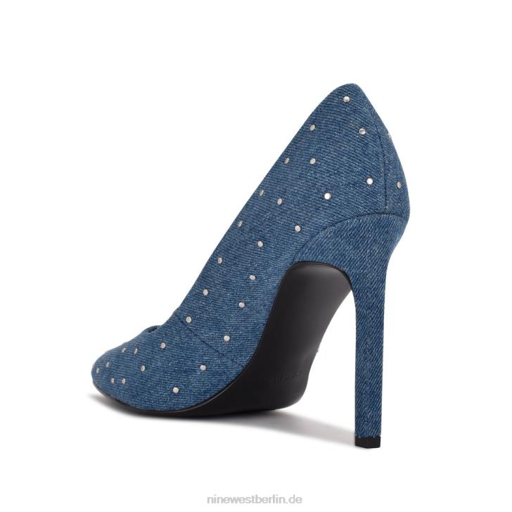 Nine West RR2J1524Tatiana Nietenpumps mit spitzer Zehenpartie Denim mit Nieten