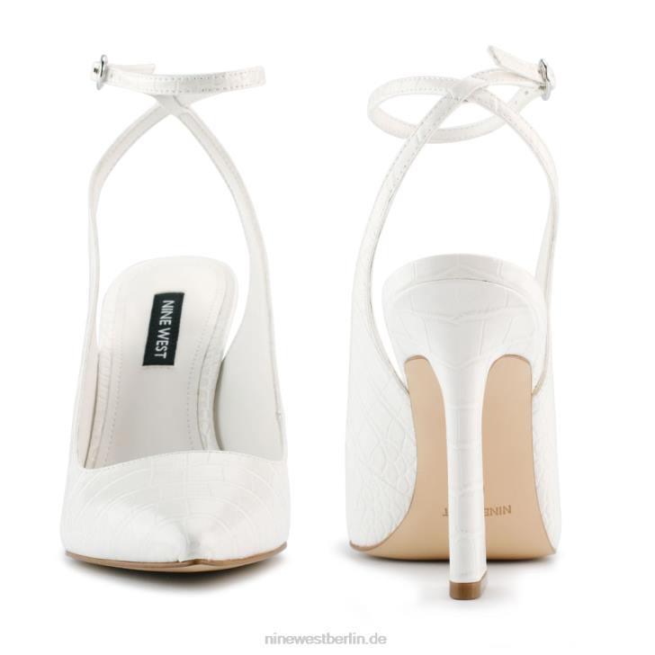 Nine West RR2J1538Tabita-Pumps mit Knöchelriemen Knochengeprägtes Krokoleder