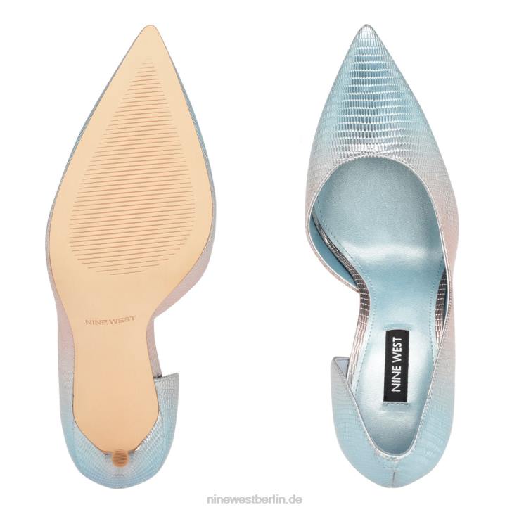 Nine West RR2J1604Spitze Pumps von Folowe d\'Orsay blaue metallische Eidechse
