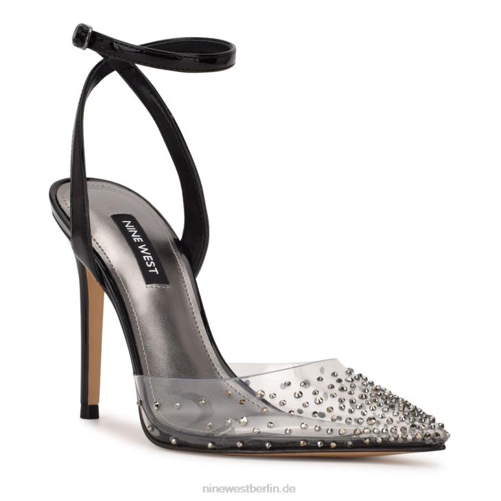 Nine West RR2J1653Foreva-Pumps mit Knöchelriemen klar/schwarz