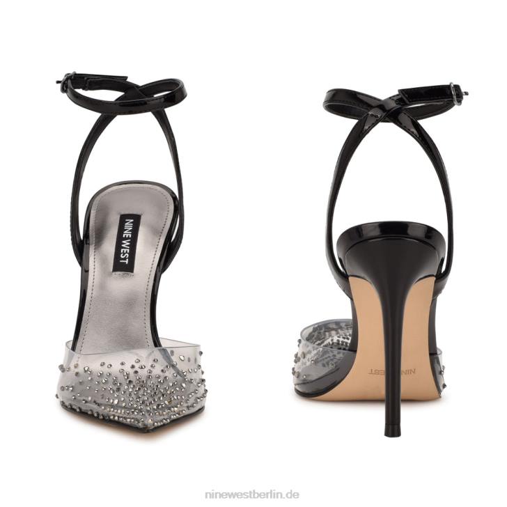 Nine West RR2J1653Foreva-Pumps mit Knöchelriemen klar/schwarz