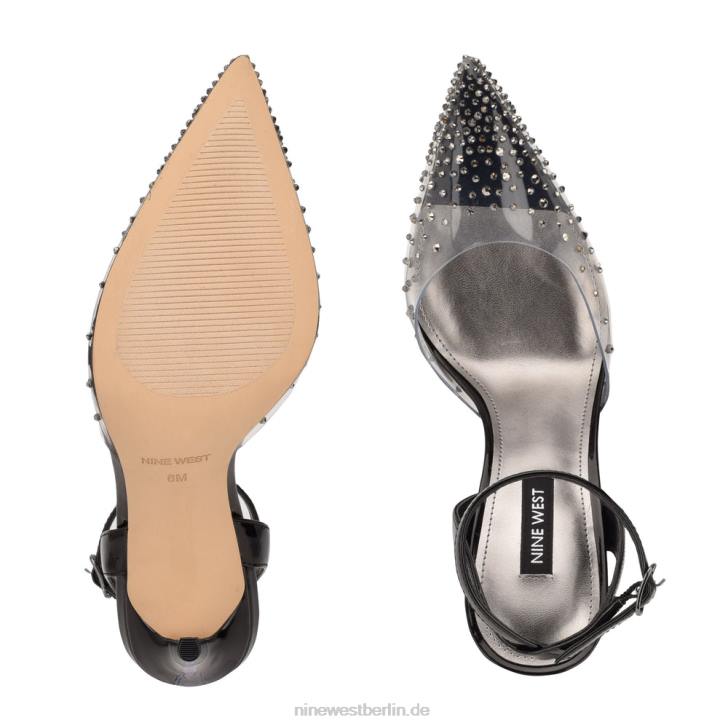 Nine West RR2J1653Foreva-Pumps mit Knöchelriemen klar/schwarz