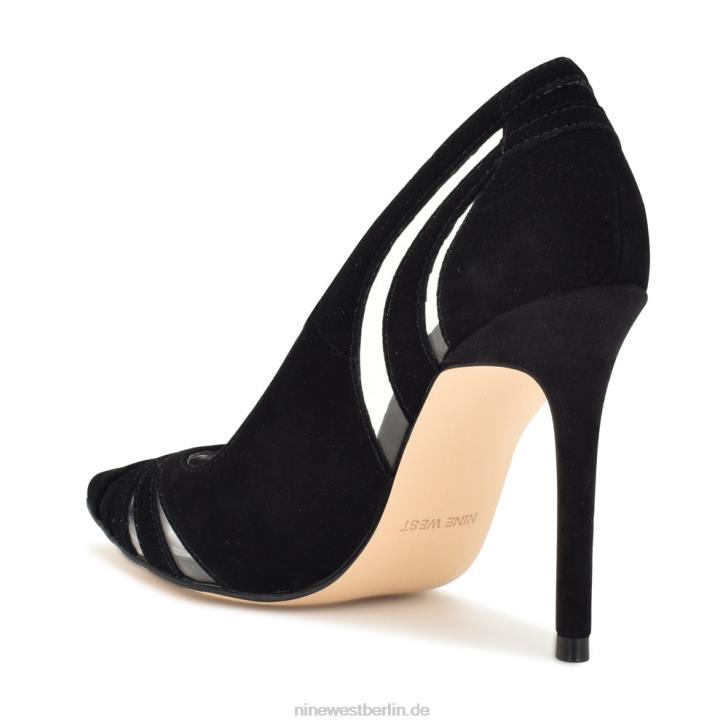 Nine West RR2J1654Lieblings-Pumps mit spitzer Zehenpartie schwarzes/klares Wildleder