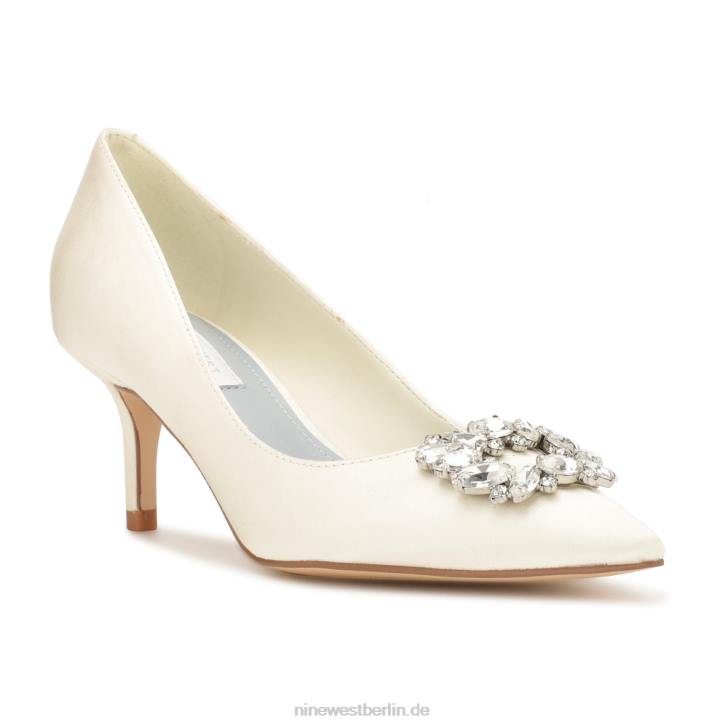 Nine West RR2J1850Avolon-Pumps mit spitzer Zehenpartie Elfenbeinfarbener Kristallsatin