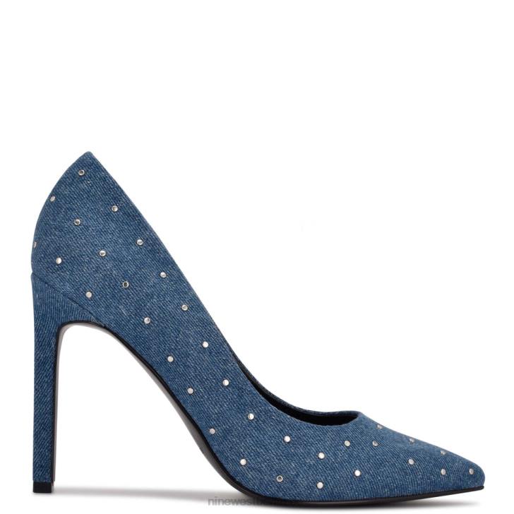 Nine West RR2J874Tatiana Nietenpumps mit spitzer Zehenpartie Denim mit Nieten