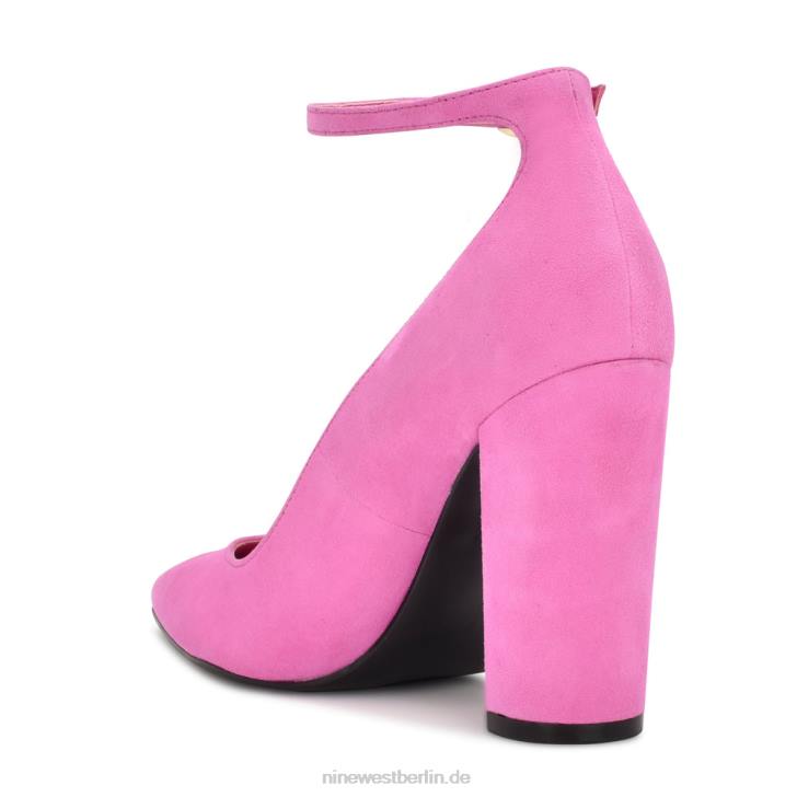 Nine West RR2J892Plana-Pumps mit Knöchelriemen leuchtend rosa Wildleder