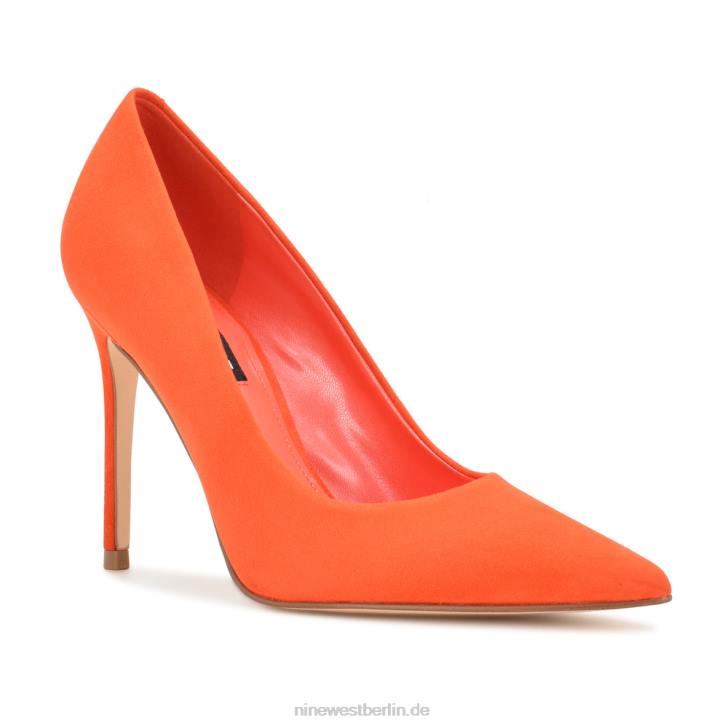 Nine West RR2J896Frische Pumps mit spitzer Zehenpartie neonorangefarbenes Wildleder