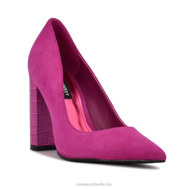Nine West RR2J935Power-Dress-Pumps Rosa Wildleder/geprägtes Krokoleder
