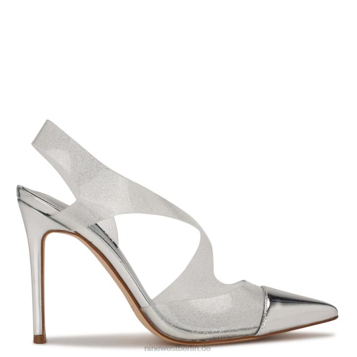 Nine West RR2J1409Makellose Slingback-Pumps mit spitzer Zehenpartie silber/klar