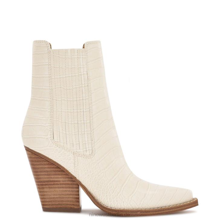 Nine West RR2J1142Glena-Stiefeletten mit Blockabsatz Schickes cremefarbenes Krokoprägung