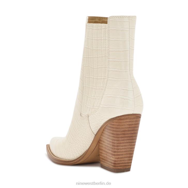 Nine West RR2J1142Glena-Stiefeletten mit Blockabsatz Schickes cremefarbenes Krokoprägung