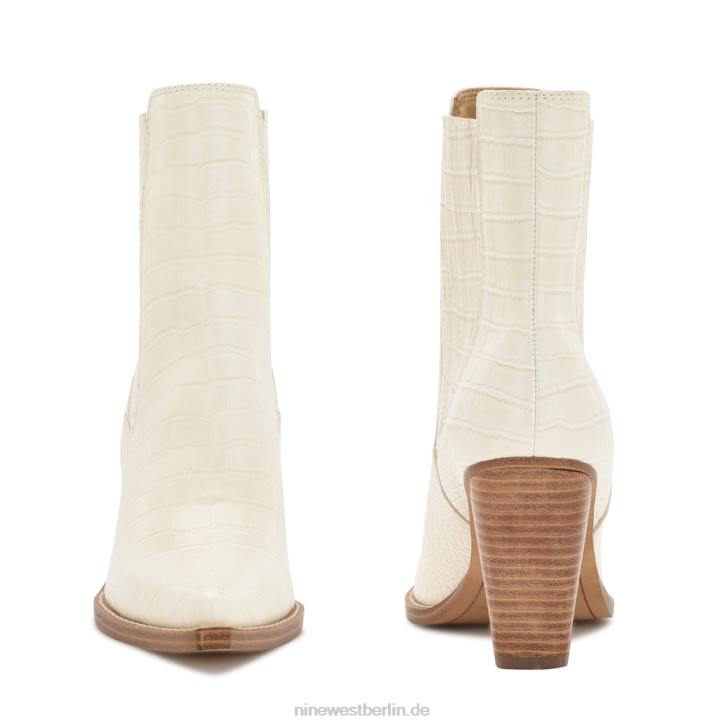 Nine West RR2J1142Glena-Stiefeletten mit Blockabsatz Schickes cremefarbenes Krokoprägung
