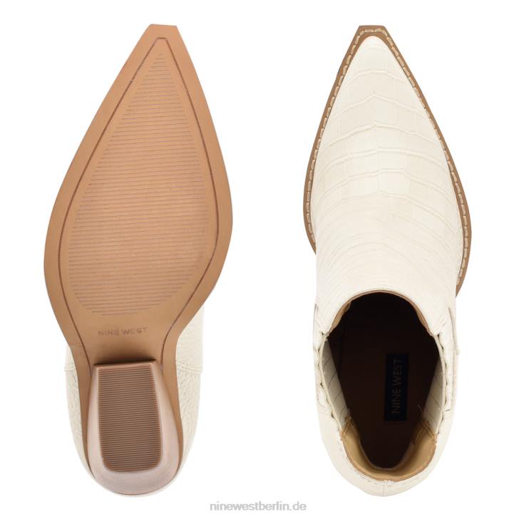 Nine West RR2J1142Glena-Stiefeletten mit Blockabsatz Schickes cremefarbenes Krokoprägung