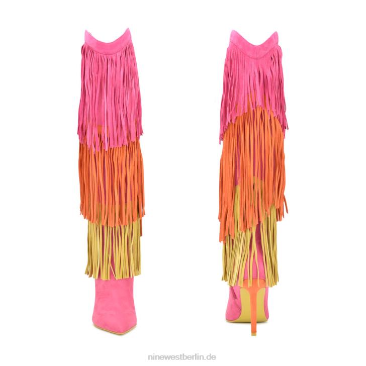 Nine West RR2J1501Stiefel mit Quastenabsatz rosa/orange/gelbes Wildleder